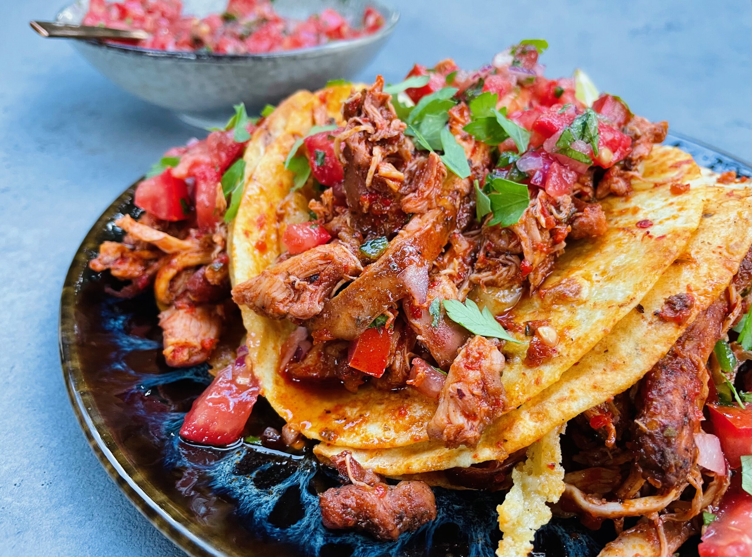 Pulled-chicken-taco-birria-style