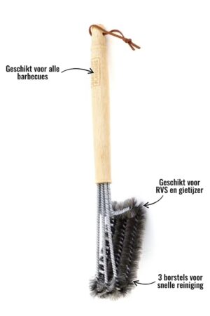 BBQ Borstel 3-in-1 Smokin' Flavours - Geschikt voor alle barbecues, Geschikt voor RVS en gietijzer, 3 borstels voor snelle reiniging