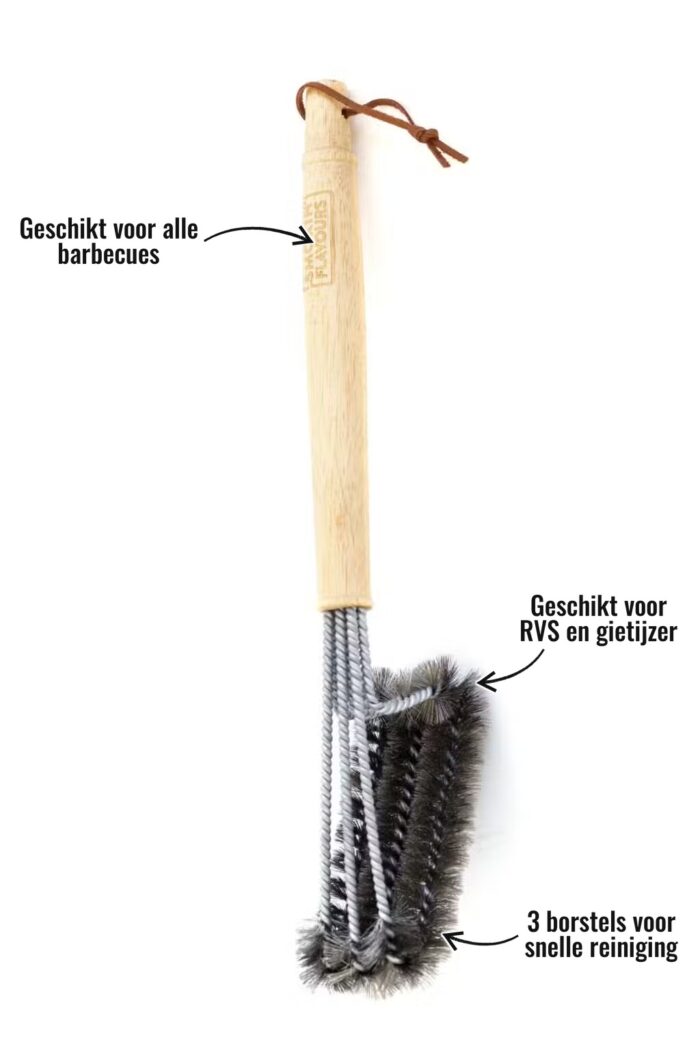 BBQ Borstel 3-in-1 Smokin' Flavours - Geschikt voor alle barbecues, Geschikt voor RVS en gietijzer, 3 borstels voor snelle reiniging