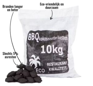 Briketten Kokos Eco - Slechts 5% asresten, Branden langer en heter, Eco-vriendelijk en duurzaam