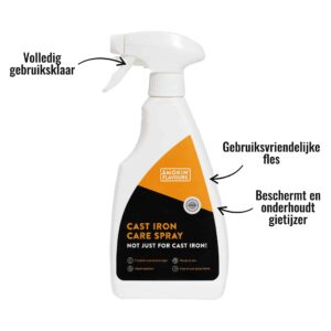 Cast Iron Care Spray Smokin' Flavours - Gebruiksvriendelijke fles, Beschermt en onderhoudt gietijzer, Volledig gebruiksklaar