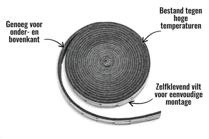 Hoge temperaturen vilt (gasket kit) Big Green Egg - Zelfklevend vilt voor eenvoudige montage, Bestand tegen hoge temperaturen, Genoeg voor onder- en bovenkant