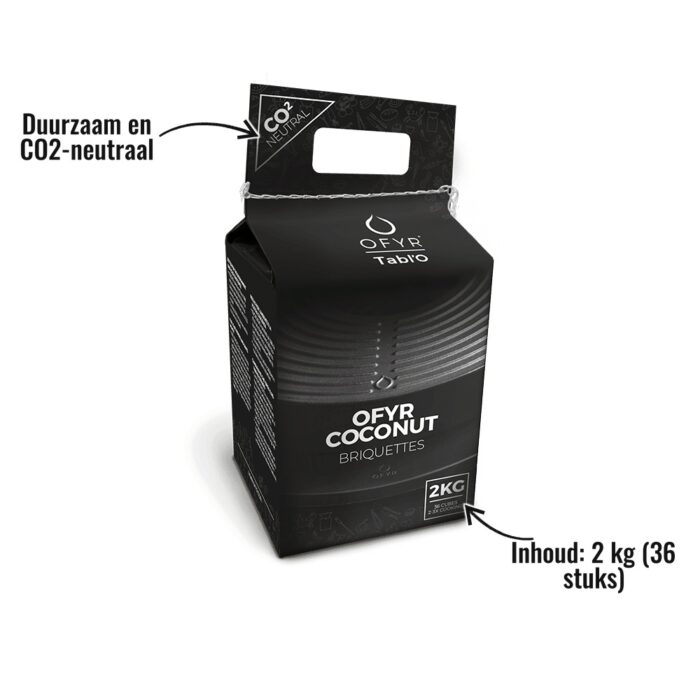 Kokosbriketten 2KG voor Tabl'O OFYR - Duurzaam en CO2-neutraal, Inhoud: 2 kg (36 stuks)