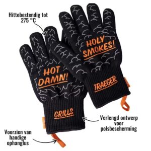 BBQ handschoenen Traeger - Hittebestendig tot 275 °C, Voorzien van handige ophanglus, Verlengd ontwerp voor polsbescherming