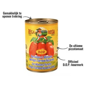 Pomodori Pelati San Marzano 400gr - Officieel D.O.P.-keurmerk, De ultieme pizzatomaat, Gemakkelijk te openen trekring